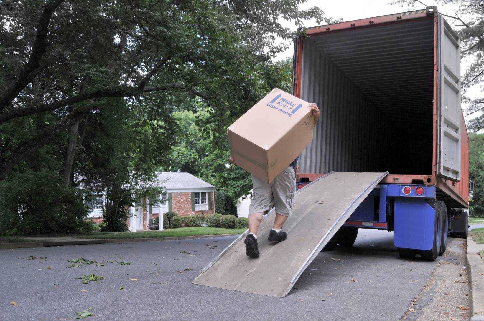 Mover Carrying Box into Truck